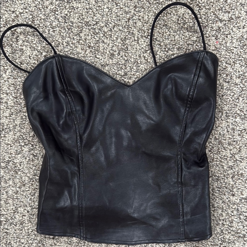 Heart loom leather tank top